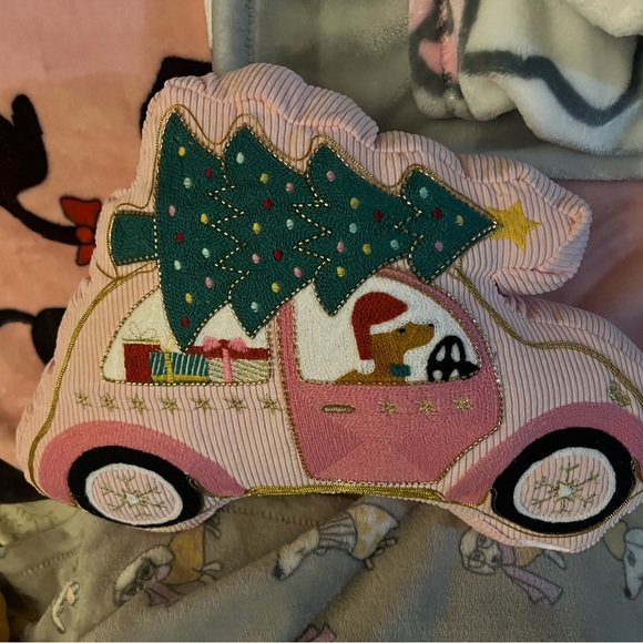 Dachshunds Christmas tree Christmas pink pillow - Picture 5 of 5